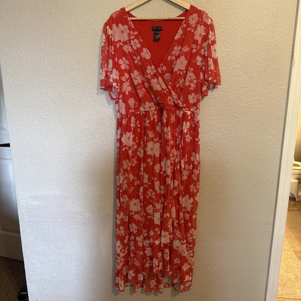 Kate and Lily Mesh Tiered Midi Dress Size 18 Spring Wedding Guest Flattering!!